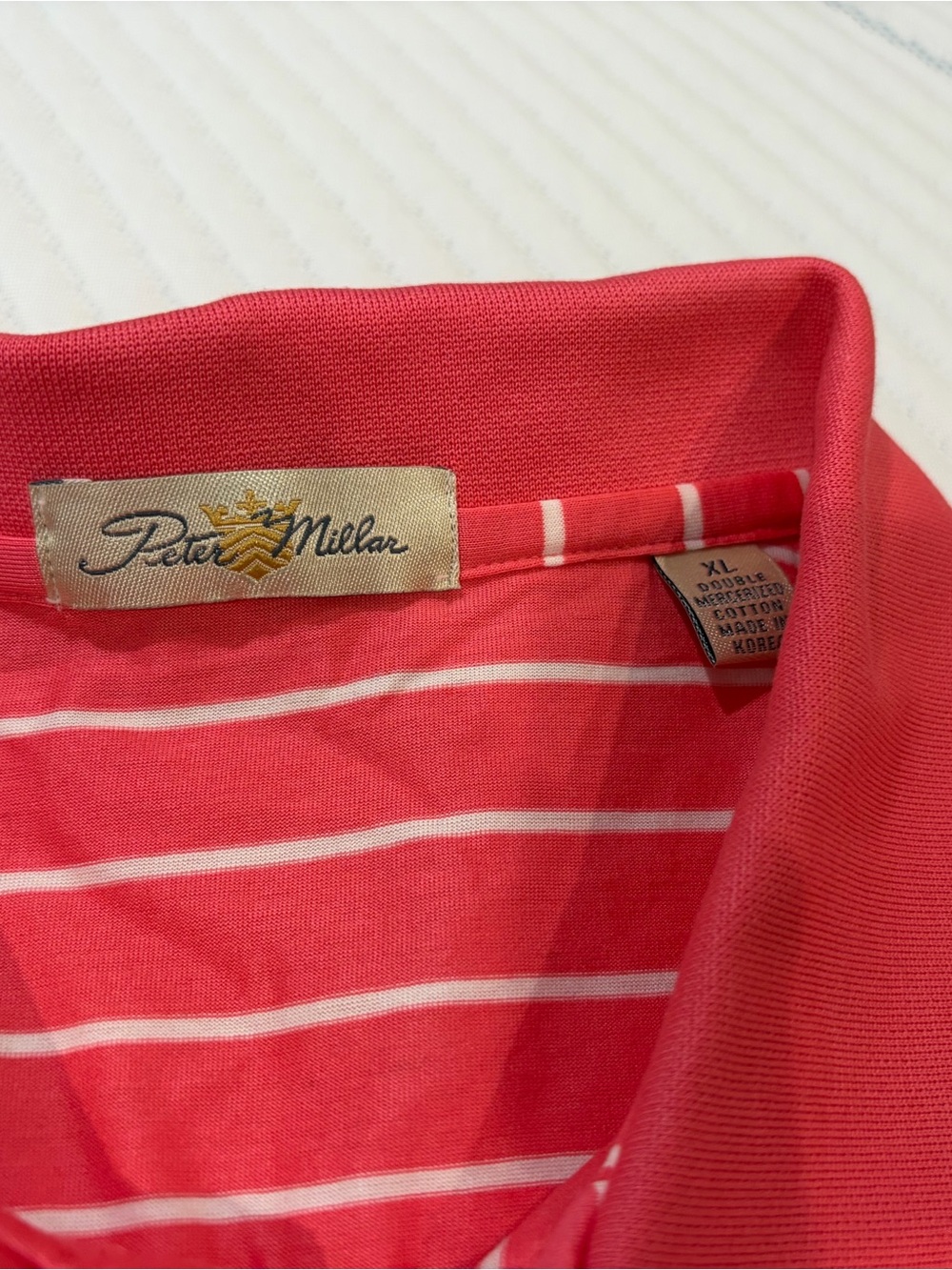 Peter Millar Pink and White Striped Polo - Picture 4 of 5